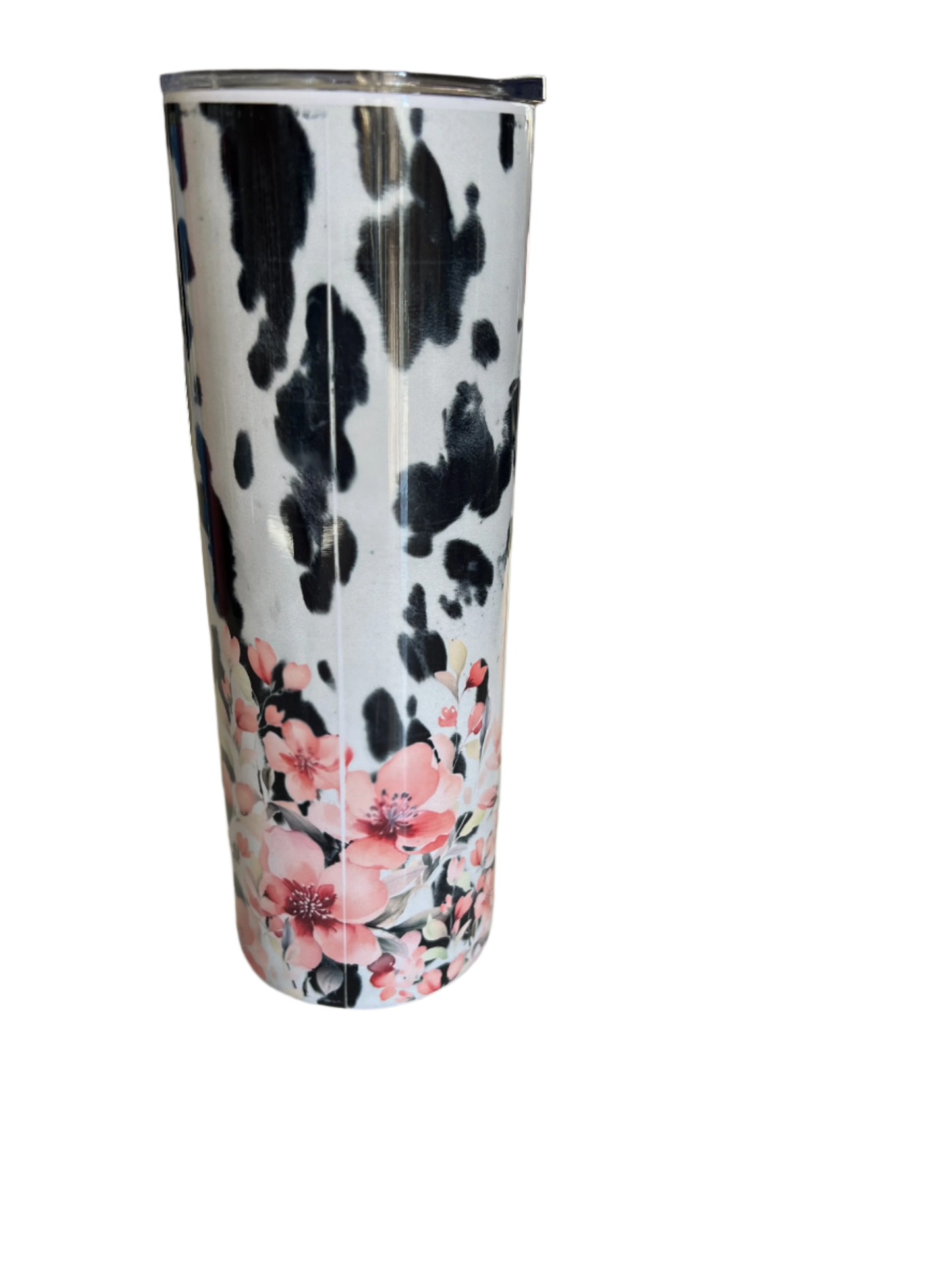 Custom Sublimated 20 oz Tumbler - Baby Cow & Floral Design