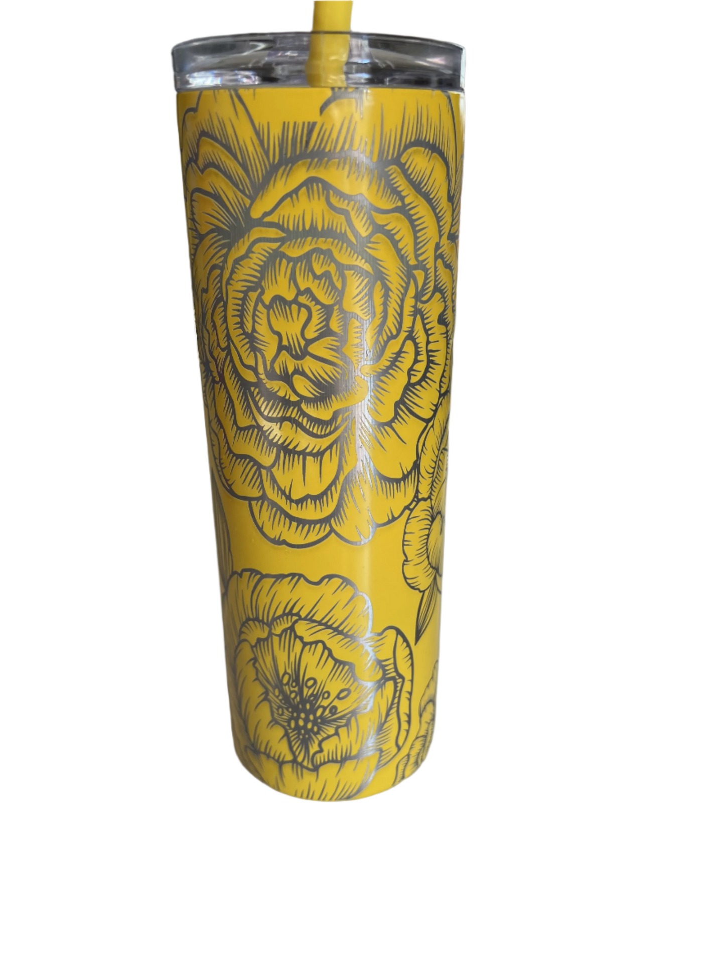 Custom Engraved Flower Theme Tumbler - 20oz