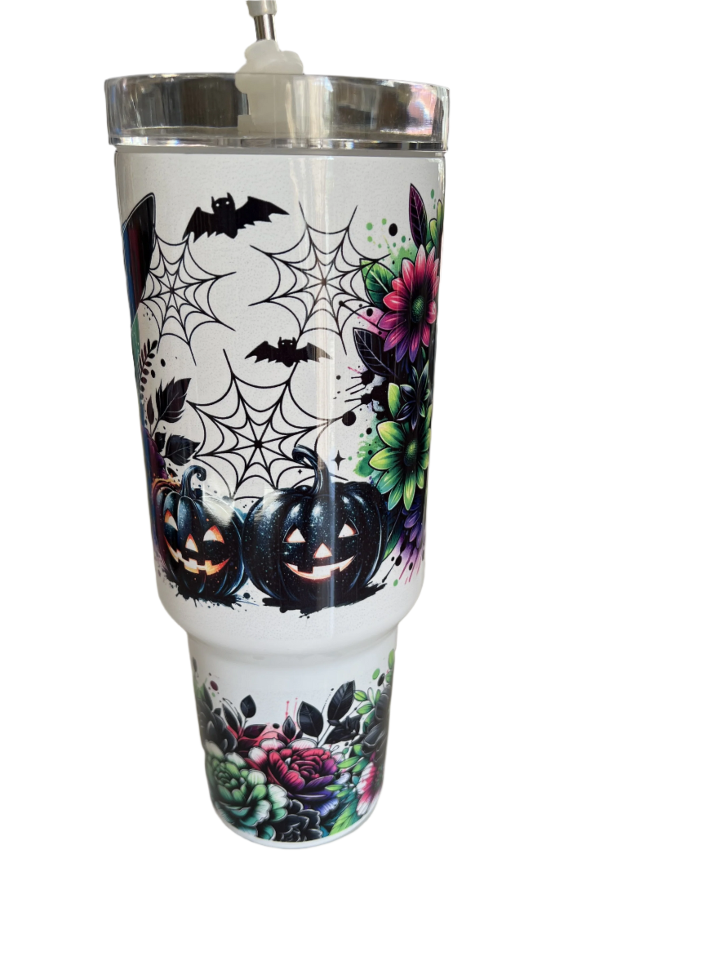 Witch and Pumpkins 40 oz Full Wrap Sublimated Tumbler with Handle