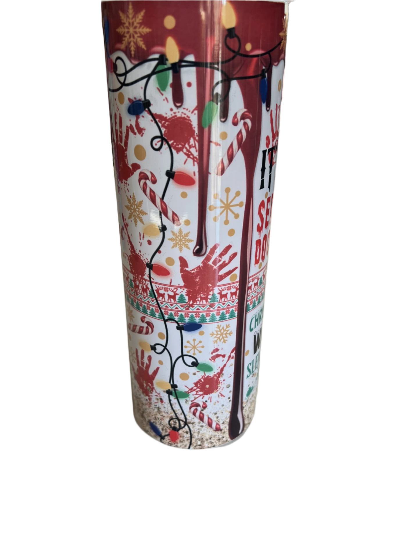 Custom Sublimated Tumbler - Crime and Christmas Theme, 20 oz