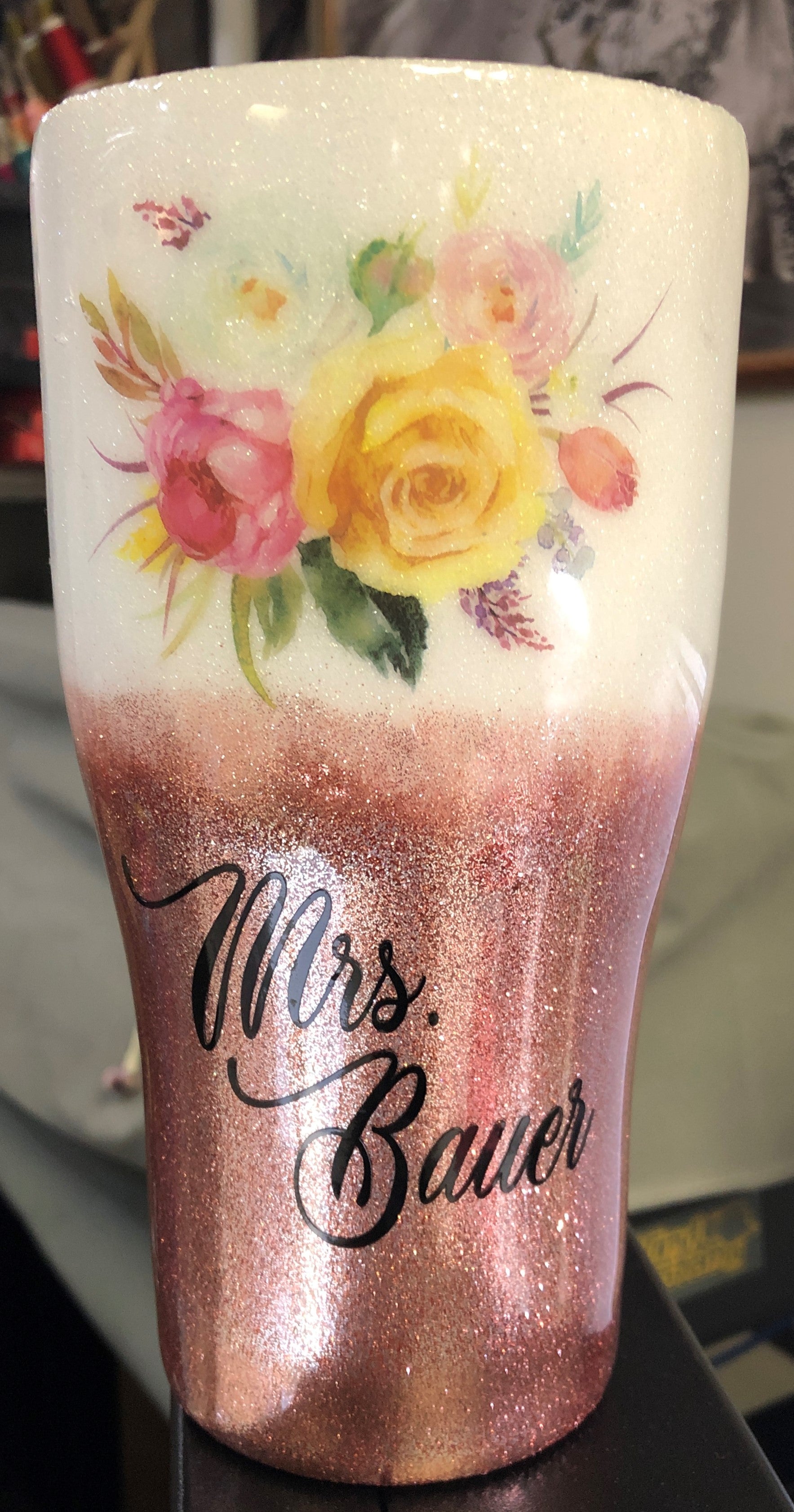 Rainbow Vibrant Glitter Floral Tumbler Wrap, Autumn Boho