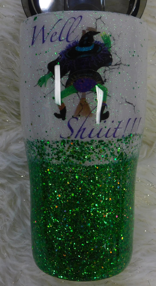 Green Glitter Tumbler - Witch Accident - Customizable!!